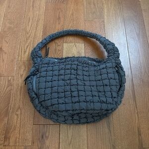 Adodos Grey Quilted Puffy Carryall Tote Handbag